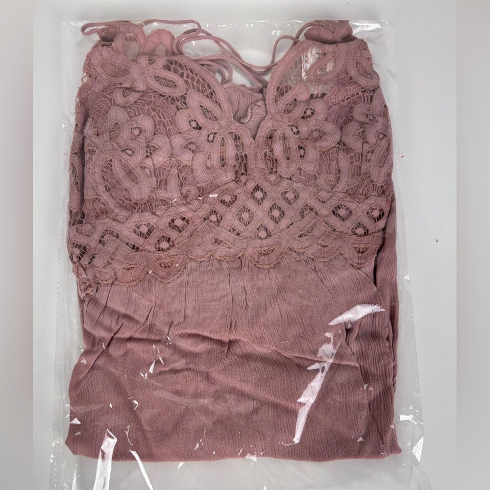 Free People Adella Slip Mini Dress Boho Crochet Rose Sz S, NWT - Picture 6 of 8